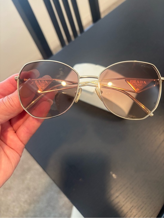 Prada Accessories - Prada Women Gold Frame Sunglasses with Brown Gradient Lenses